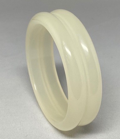 LG129 double lobed snow moonglow lucite bangle